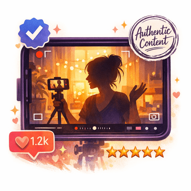 Human UGC creators producing authentic content